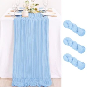 3 Pack Cheesecloth Table Runner 10ft Wrinkled Sheer Baby Blue Gauze Table Run... - Picture 1 of 7