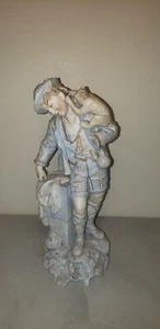 Antique Volkstedt Boy holding Monkey Porcelain Figurine 1877-1894 - Picture 1 of 16