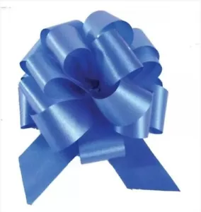 4 Perfect Pull String Bows Royal Blue 5.5" Dia 20 Loops 1.5 Inch Wide Ribbon NEW - Picture 1 of 5