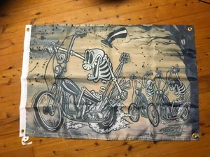 13 Harley Davidson skeleton man cave flags bar banner poster print rat fink Sign - Picture 1 of 7