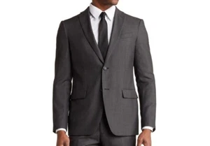 John Varvatos Charcoal Herringbone Wool Sport Coat Blazer Size 46R $399 - Picture 1 of 3