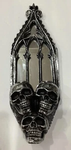 Resina Negra Gótica Cónica Portavelas Arte de Pared Espejado Halloween Decoración Calavera - Imagen 1 de 10