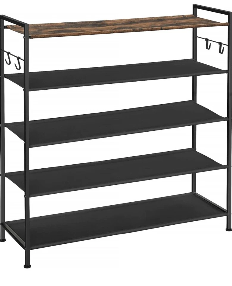 SONGMICS 5-Tier Shoe Rack, Metal Shoe Shelf, Oxford Fabric Shelves - Image 1 of 4
