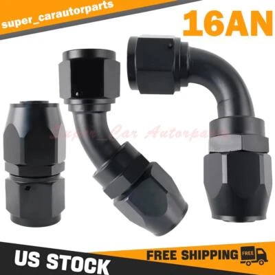 -16AN 16AN 0/45/90 grados giratorio adaptador de montaje de extremo de manguera aluminio negro Foto 1 de 4