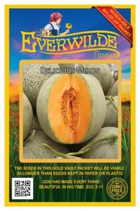 50 Delicious Melon Seeds - Everwilde Farms Mylar Seed Packet - Picture 1 of 3