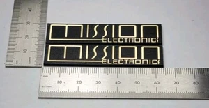 Mission Electronics Speaker Badge Logo Embkem Pair Black and Gold Custom Made - Picture 1 of 5