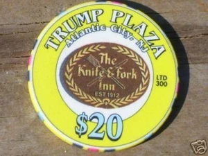 $20 LTD (300) KNIFE AND FORK INN GAMING CHIP TRUMP'S PLAZA CASINO ATLANTIC CITY - Imagen 1 de 1