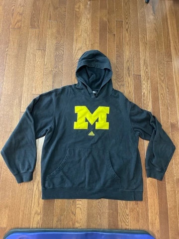 Adidas - University Of Michigan - Wolverines - Pullover Hoodie - Black Size L Cover