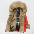 Winter Jacket Women Long Parka Real Fur Coat Natural Fur Collar Hood Warm New