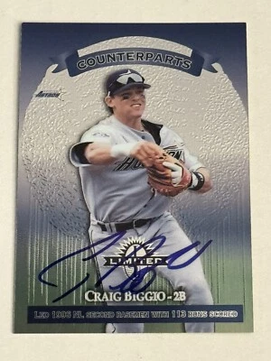Craig Biggio 1997 Donruss Limited Authentic Signed Autograph Auto Scott Spiezio - Image 1 of 3