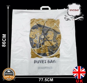 Borse da trasporto in plastica grandi dimensioni con manico-piumino per singolo/doppio/super king size - Foto 1 di 6