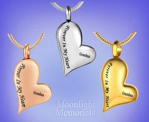 New Grandma Forever in My Heart Cremation Urn Keepsake Ashes Memorial Necklace - Picture 1 of 5