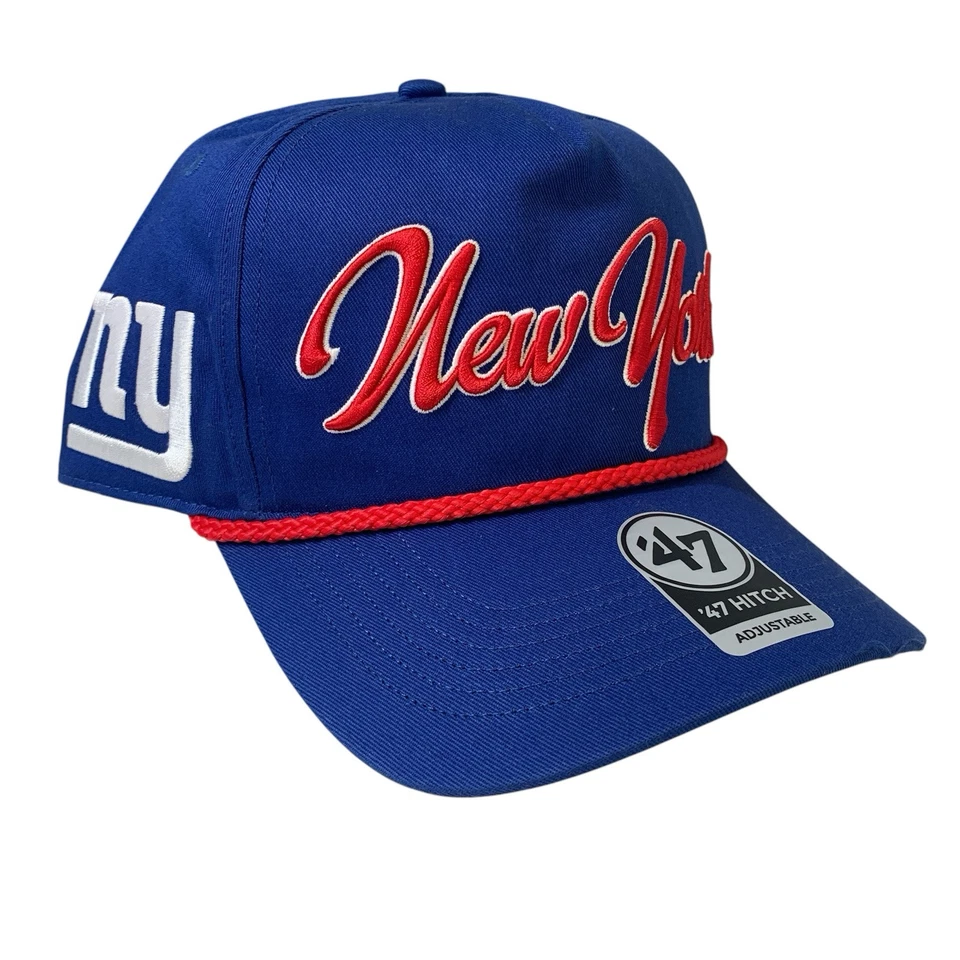New York Giants '47 Brand Royal Blue Hitch Adjustable Snapback Red Rope Hat OSFM
