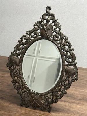 Antiguo Espejo Espadas de Metal Caballeros Caballeros Caballete de Metal Pesado Soporte Ornamentado Foto 1 de 4