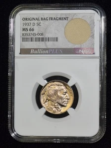 1937-D NGC MS66 5C Buffalo Nickel Original Bag Fragment - Picture 1 of 13