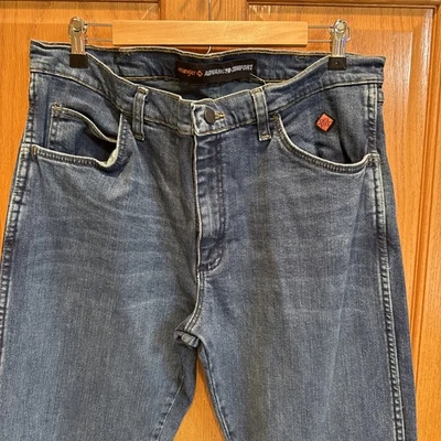 Wrangler FR Jeans Mens Blue Denim Faded Cotton Fire Resistant CAT2 Utility 34x36 - Image 1 of 4