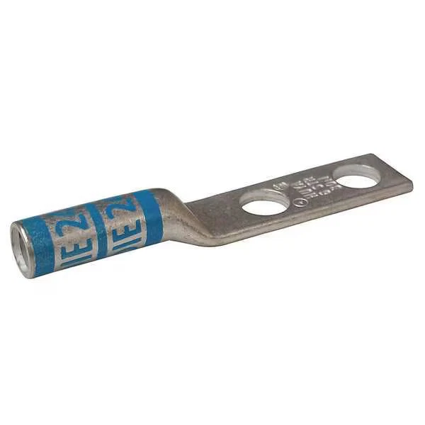 Two-Hole Compression Lug, 6 AWG Max, 1/2 in Stud, Long Barrel, Copper, Blue - Image 1 of 1