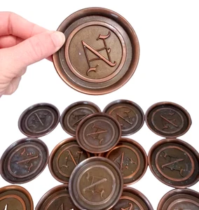 Set of 15 Vintage L.E. Mason Co. Copper Coasters – Boston MA, Raised Monogram N - Picture 1 of 5