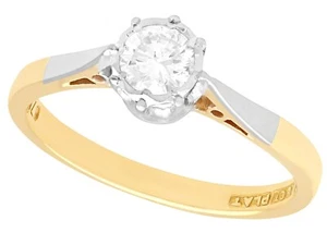18ct Yellow Gold Vintage 0.35ct Diamond Engagement Ring Size K - Picture 1 of 12