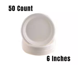 50 Pack - 100% Compostable Plates - Natural SugarCane Biodegradable 6-Inch - Picture 1 of 4