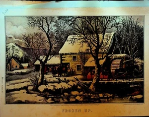 Currier & Ives Calendar Topper 1949 Frozen Up - Picture 1 of 1