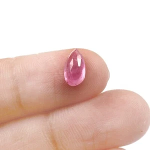 1.62 CT Natural CERTIFIED Ruby Glassfilled Loose Pear Flatback Rose Cut Gemstone - Picture 1 of 5
