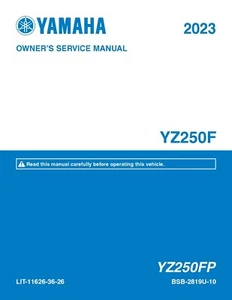 Yamaha Service Workshop Shop Manual Book 2023 YZ250F - Picture 1 of 12