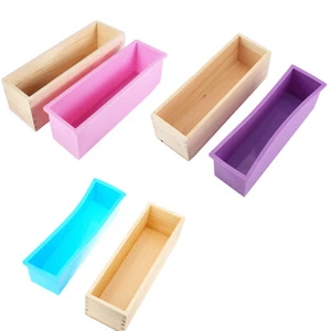 Home Wooden Soap Mold Wood Soap Mold Soft Silicone Linder Loaf Soap Mold DIY - Picture 1 of 18
