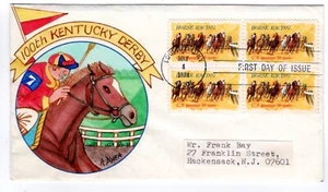 #1528 Horse Racing 1974 FDC Ralph Dyer Hand-painted Louisville KY - Picture 1 of 1