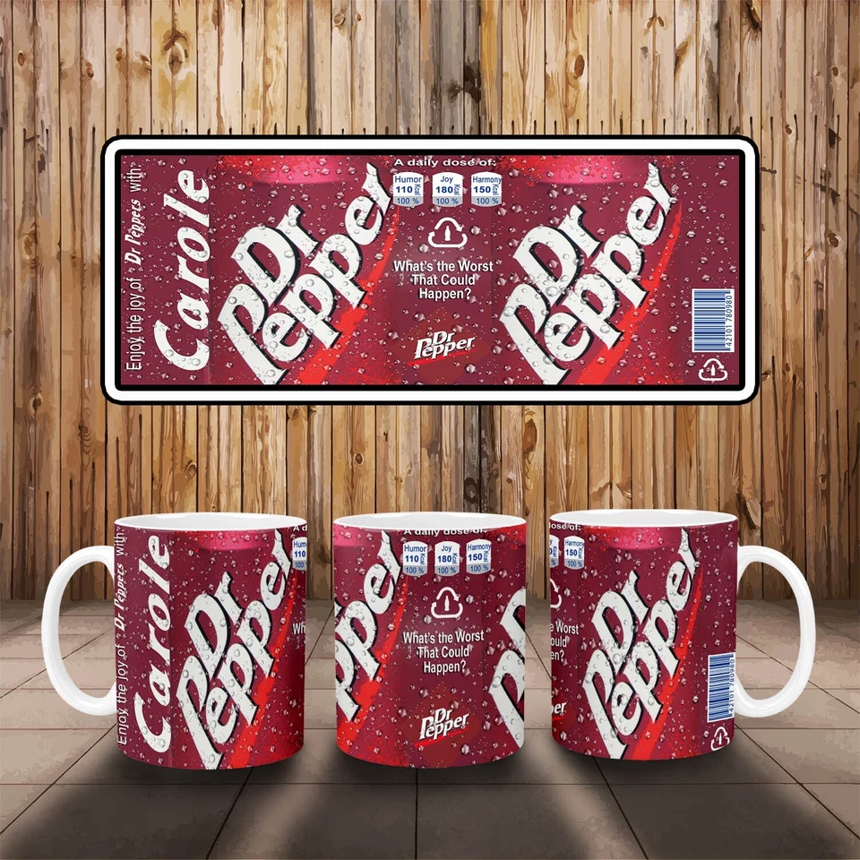 Personalized Ceramic Mugs Inspired By Dr Pepper Design - Image 1 of 1