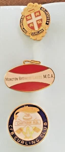 2 CURLING ASSORTED STONE PINS OF NEW BRUNSWICK & 1 NEWFOUNDLAND CANADA - Picture 1 of 1