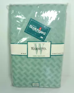 WAMSUTTA Tablecloth Scotchgard Cotton Blend 90" Round NEW VTG Sea Mist Green - Picture 1 of 7
