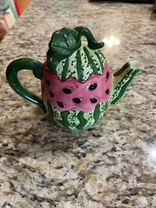 Adorable VINTAGE Cracker Barrel Watermelon Single Serve Teapot Creamer 1996 - Picture 1 of 4