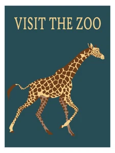 Poster giraffa zoo di poster vintage da viaggio stampa artistica giclée spedizione gratuita - Foto 1 di 3