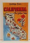 Vintage 1940s Greetings From California Postcard The Gloden State Highways Style
