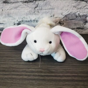 Vintage Applause Plush Stuffed White Easter Bunny Floppy Pink Ears 7 Inches - Picture 1 of 9