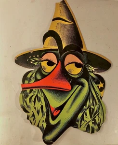 Bruja articulada fea aterradora troquelada Halloween años 40 50 60 vintage - Imagen 1 de 18