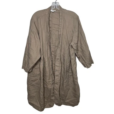 Pure Jill Elements 100% Linen Open Front Duster Jacket Women’s 2X Taupe - Image 1 of 4
