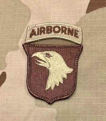 US Army 101st Airborne Division Patch w/ Hook DCU Subdued Desert - Image 1 of 2