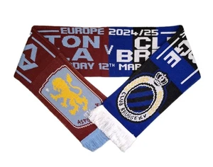 Aston Villa v Club Brugges FV Half and Half Match Scarf / Football Memorabilia - Picture 1 of 7