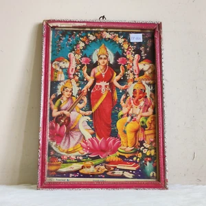 Vintage Goddess Laxmi Well Framed Print Decorative Holy Collectible Rare PP185 - Picture 1 of 6