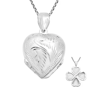 Amazing Four-Piece Folding Heart Sterling Silver Locket Necklace - Picture 1 of 8