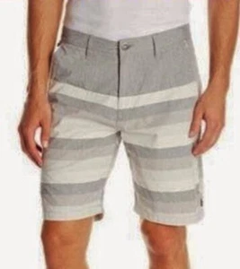 VOLCOM Hermit Gradient Stripe Grey Chino Cotton Walk Short NEW Big Youth 20 w 30 - Picture 1 of 5