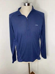 Patagonia Shirt Mens M Blue Performance Base Layer Capilene 1/4 Zip Hiking - Picture 1 of 7
