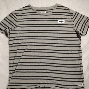 American Eagle Shirt Mens Large Short Sleeve Tan Striped - Picture 1 of 9