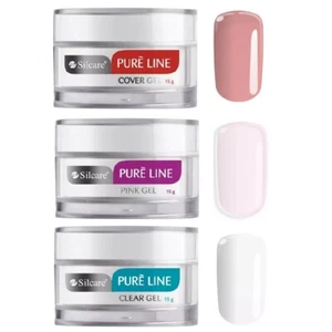 Silcare Pure Line Clear + Cover Nude + Pink UV Gel Builder Extension Nails Set - Picture 1 of 2