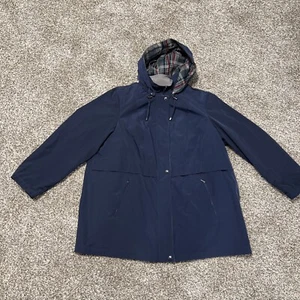 Womens Nautica Jacket Coat Hooded Removable Liner Sz 2XL Plaid Navy Pockets - Picture 1 of 24