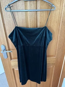 Green Velvet Look Mini Dress New Look Size 18 - Picture 1 of 1