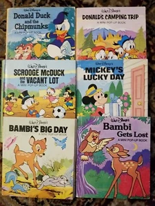 6 Vintage 1970s-80 Disney's Donald Duck and Mickey mouse mini pop-up books - Picture 1 of 11