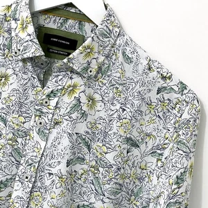 Camisa Guide London Talla Mediana M Manga Larga Para Hombre Blanca Verde Algodón Elástico - Imagen 1 de 11